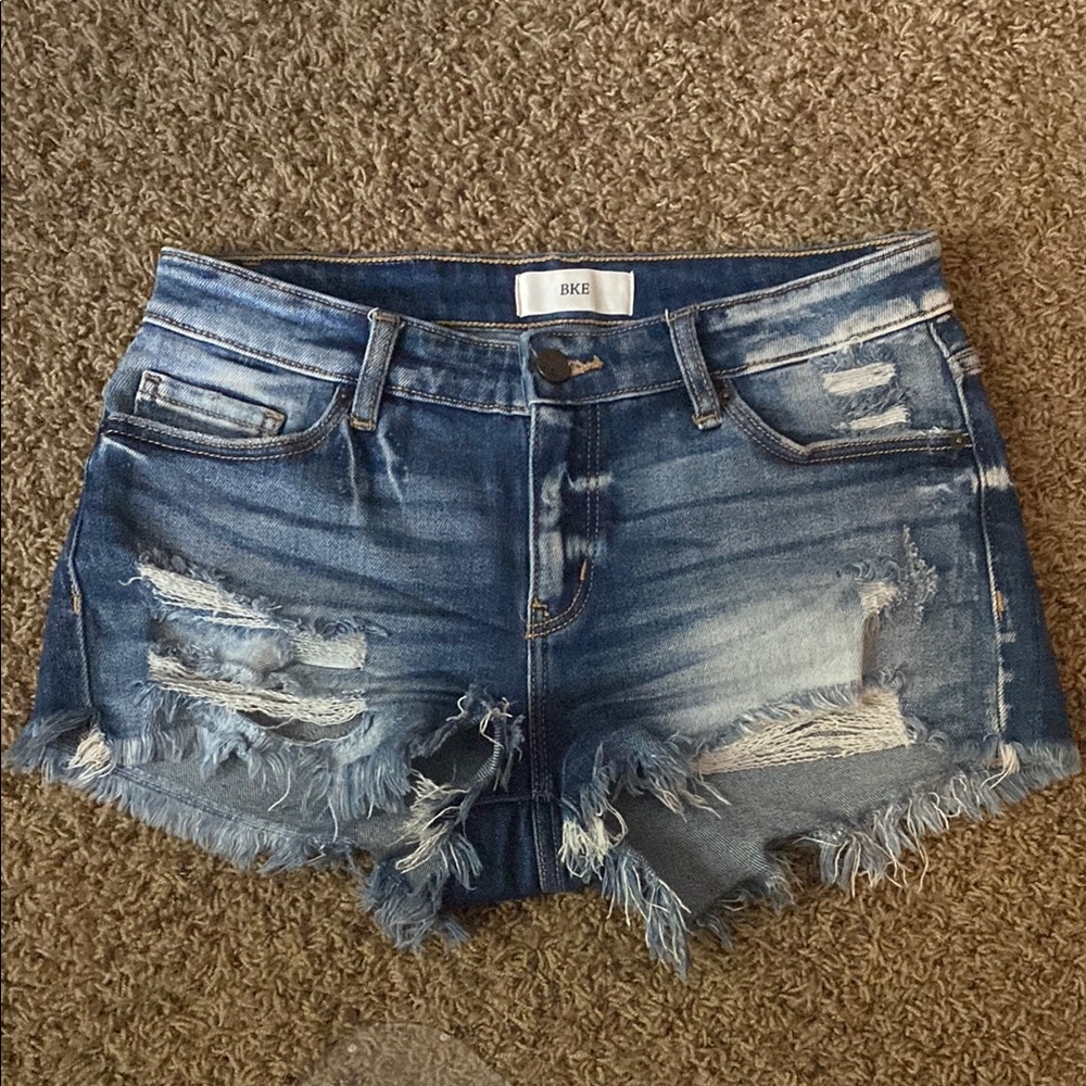 BKE Blue Distressed Jean Shorts